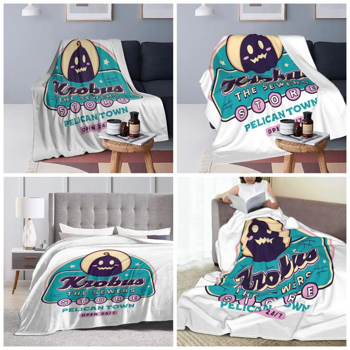 Krobus The Sewers Merchant Stardew Valley Blanket Soft Warm Flannel Throw Blanket Bedding for Bed Travel Home Couch