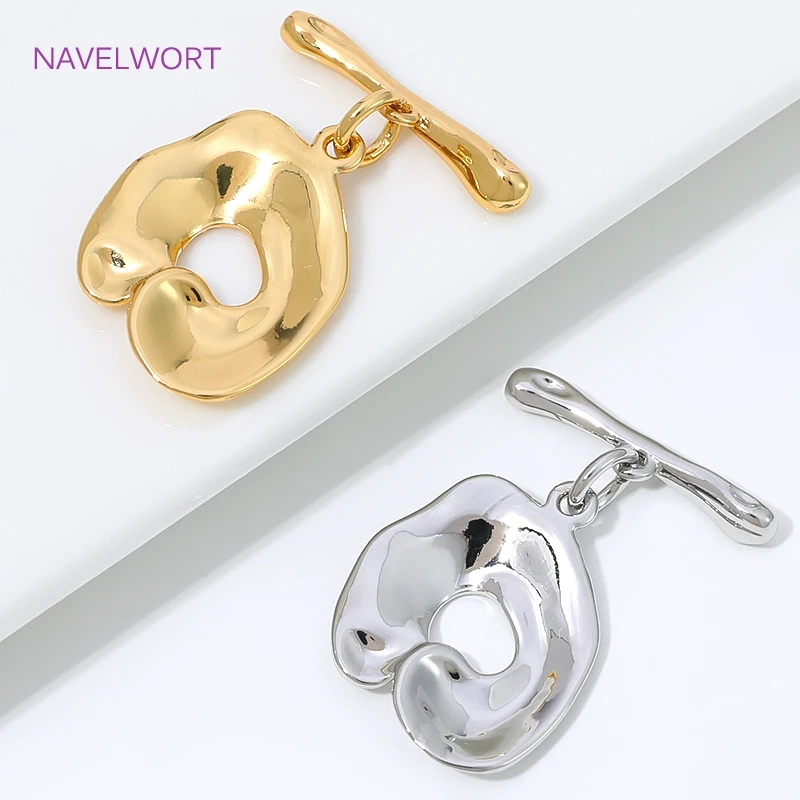 2/4/6 Stück 18K vergoldeter unregelmäßiger Knebelverschluss-Verbinder, Messing-OT-Verschluss für die Schmuckherstellung, DIY-Armbandherstellungsmaterial – Detail 38