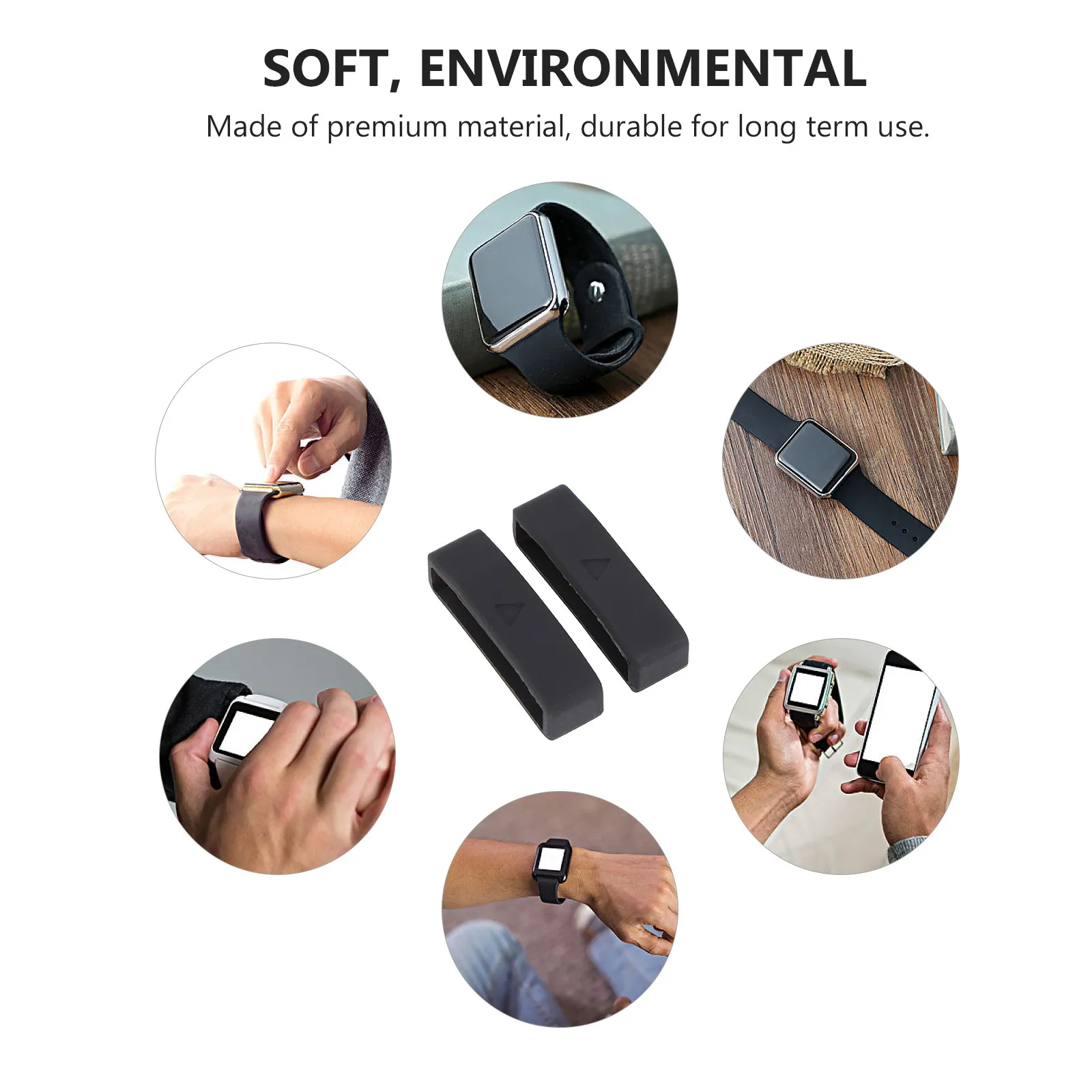 2Pcs Watch Strap Loop High Quality Silicone Band Retaining Ring Comfortable Eco Friendly Sturdy Easy on Off Replacement for Lost