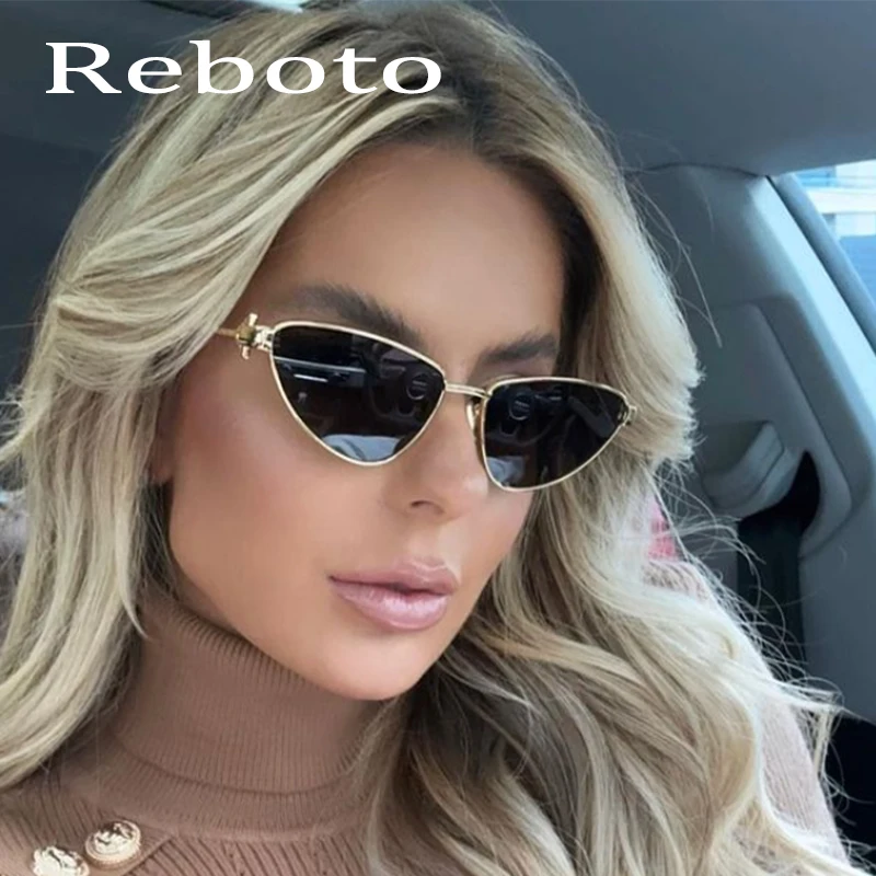 New Fashion Cat Eye Sunglasses for Women Vintage Metal Frame Triangle Decorative Women\'s Sunglasses Sexy Small Cateye Eyeglasses