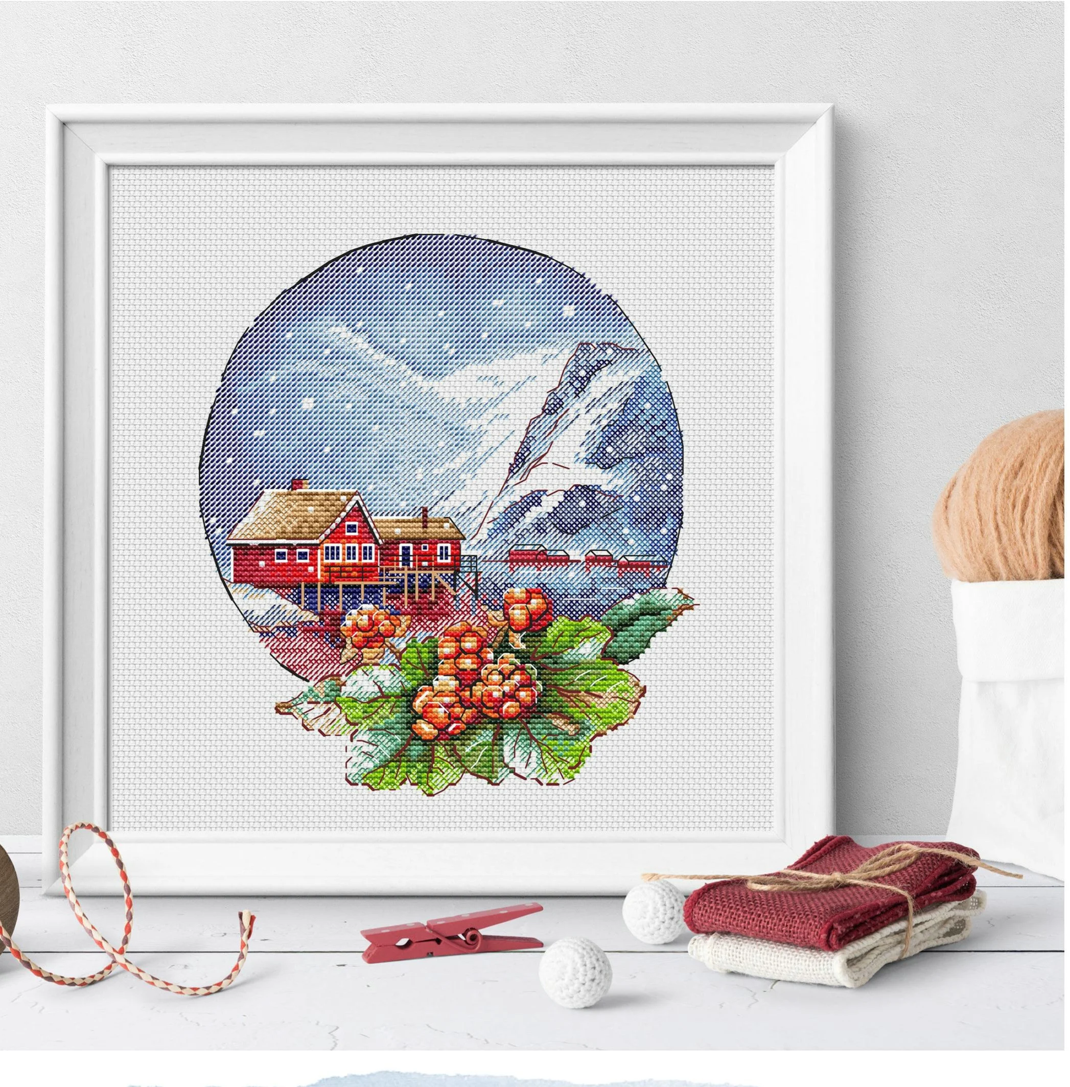 Beautiful Lovely Counted Cross Stitch Kit, Height Chart Measure, Top Quality, Under the Snow Mountain, Lovely