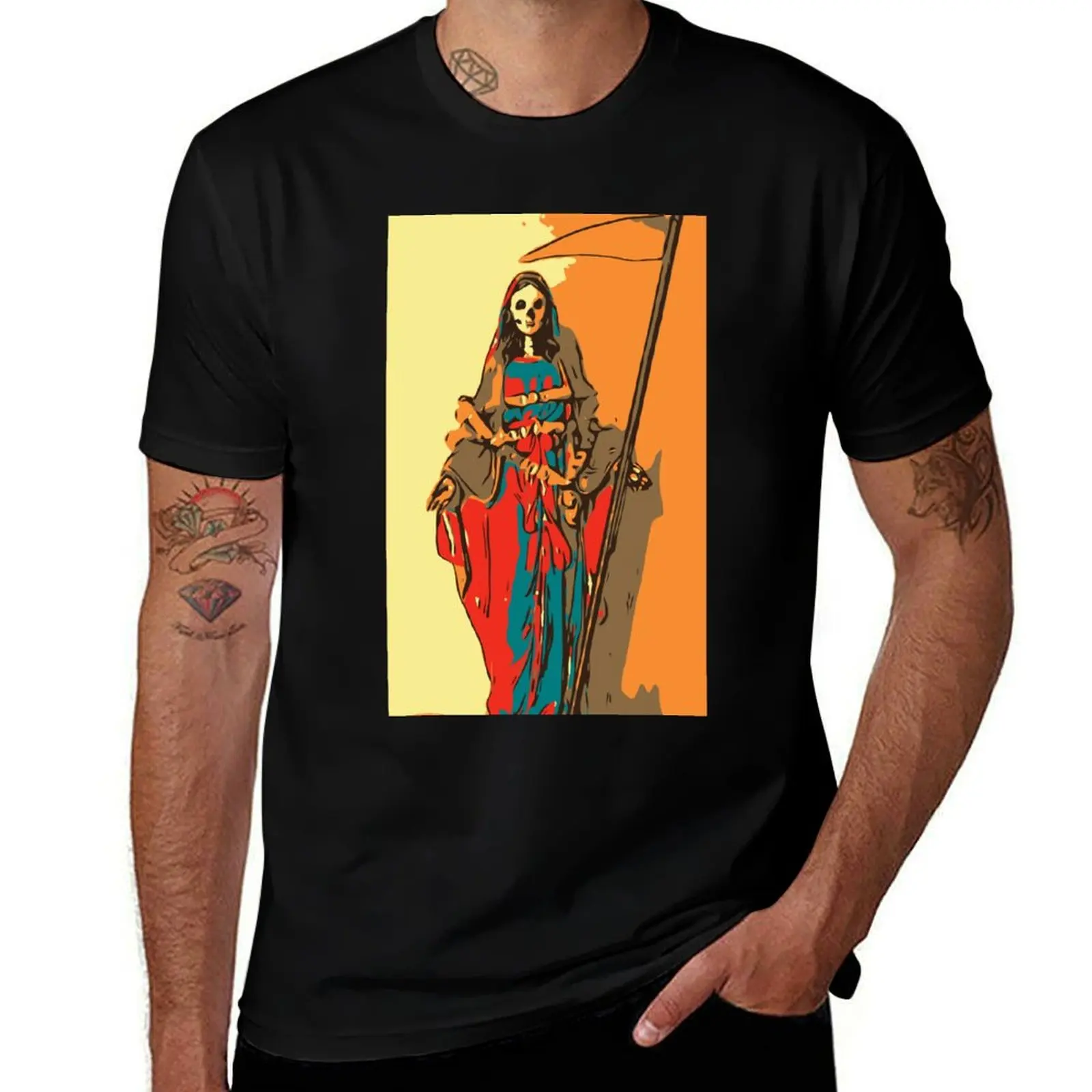 T-shirt Sante Muerte décontracté à coupe ample pour l'été