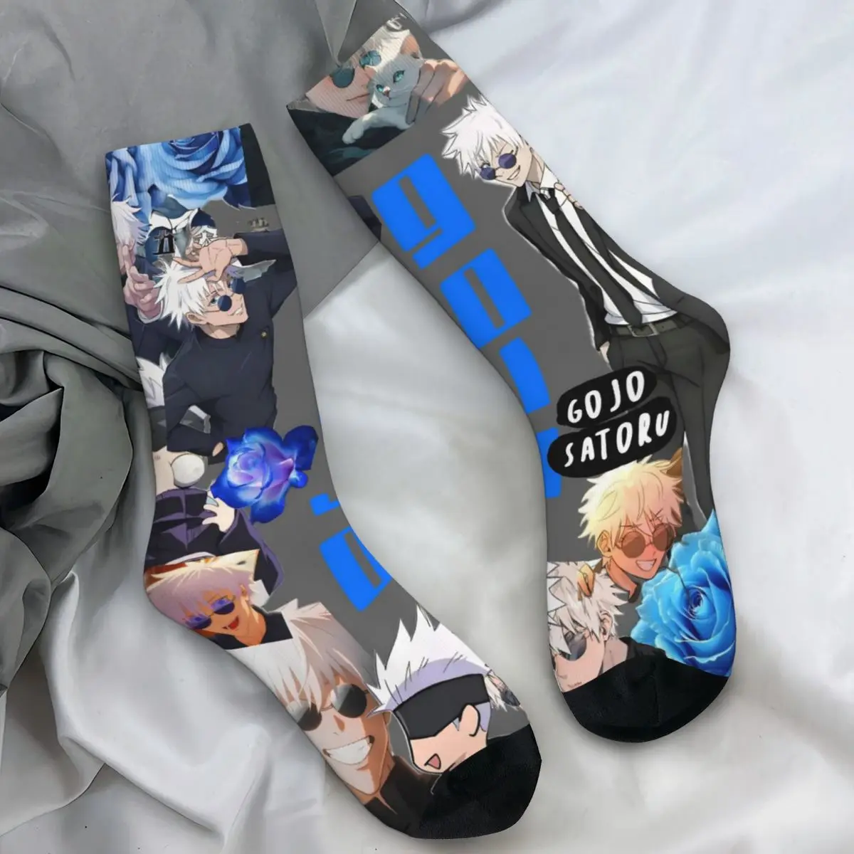 Satoru Gojo calcetines de Anime Manga japonesa medias de profesor de grado especial Unisex hombres calcetines de escalada de calidad calcetines antideslizantes de otoño