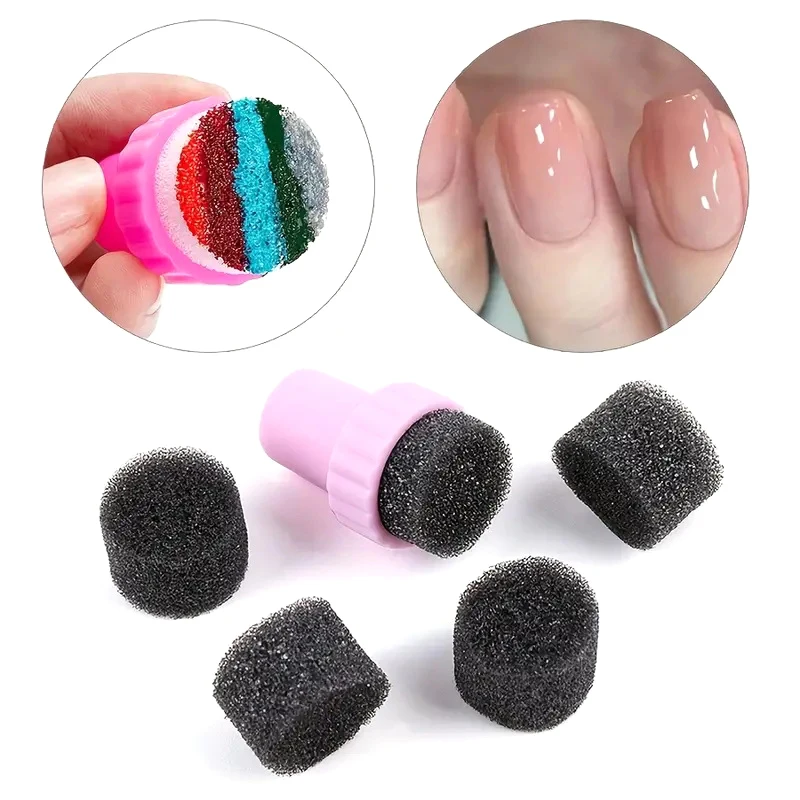 5 uds esponja y 1 Uds esponja para sellos Nail Art gradiente sello esponja pintura para uñas esponja Arco Iris bloque de uñas para herramientas de manicura