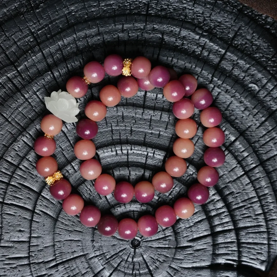 Natural Seed Black Plum Purple Paste Bodhi Root Double Circle Hand String Ideal Holding Play Buddha Beads for Both Men and Women