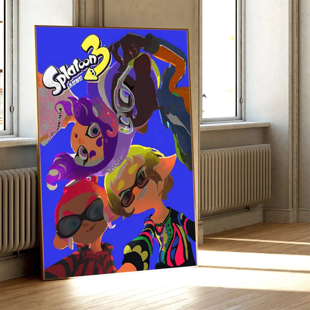 Game S-Splatoon 3 Poster Movie Sticky Posters Retro Kraft Paper Sticker DIY Room Bar Cafe Aesthetic Art Wall Painting