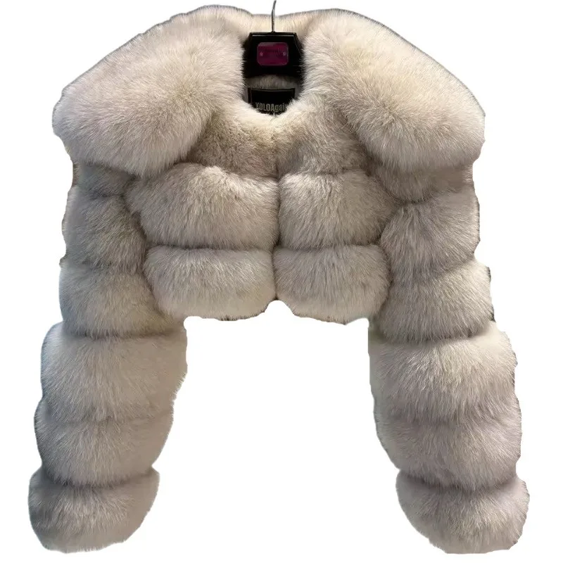 KIDCRKJ 冬の女性のショートフェイクファーコート快適な毛ふわふわの毛皮のジャケット女性のための厚みのある女性の人工毛皮のアウター