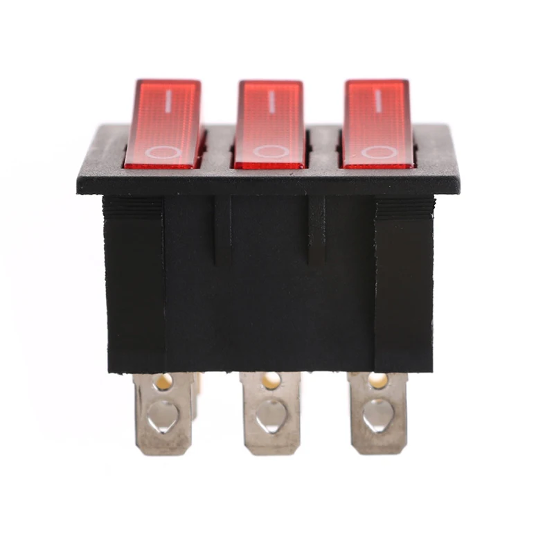 KCD3 34*40 Big Rocker Switches With Red Light Three-Way Switch 9 Pin 2 Position
