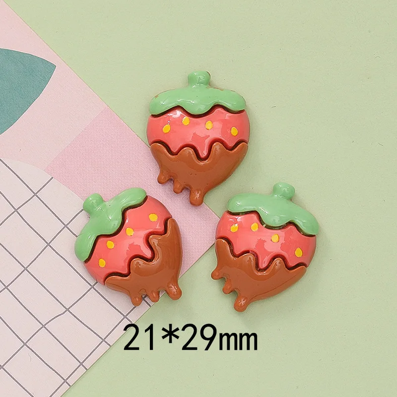 20pcs New Resin Sweet Cake Flatback Cabochons for Girls Headwear Accessories Kawaii Strawberry Cookies Resin Decoration Charms