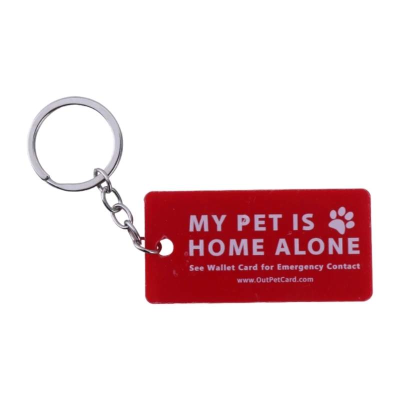 Y1UB My Pets are Home Alone Alert Key Tags Keychain Emergency Contact Wallet Card Folded  Pet Emergency Wallet Tags