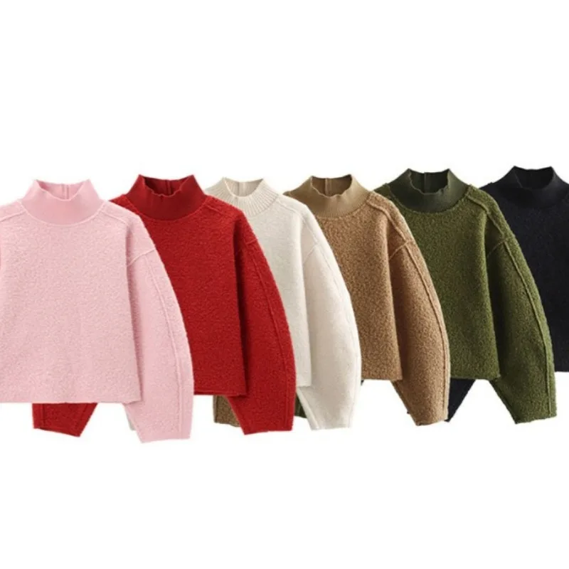 

Spring New Product Women's Fashion Casual Loose Solid Color Warp Knitted Beaded Leather Sweater