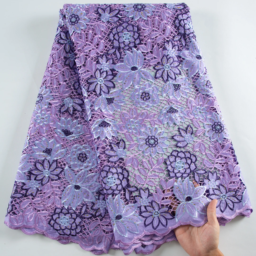 

SJD LACE Guipure Cord Lace Fabric Blue 2024 High Quality Nigerian Lace Fabric with Sequins for Sewing Wedding Party Dress A3881