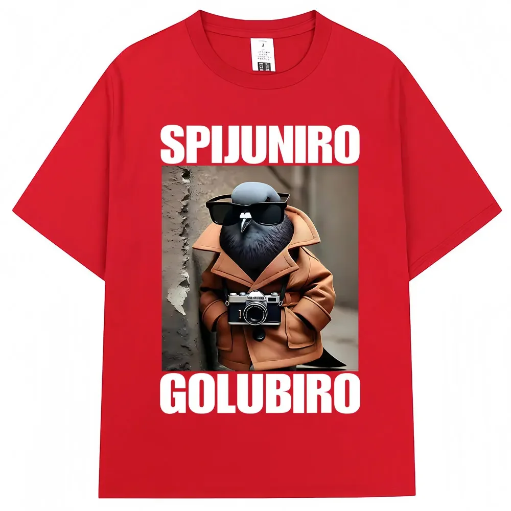 Spijuniro Golubiro Funny Italian Brainrot Meme T Shirt Humor Pigeon Graphic Men Women Novelty T-shirts Fashion Loose Tees