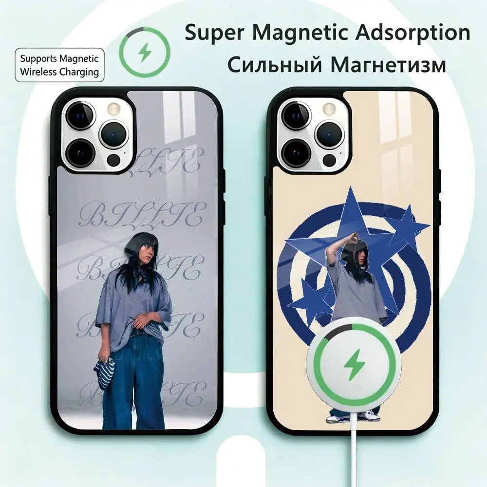 

B-Billie Eilish Singer Phone Case For iPhone17,16,15,14,13,12,11 Plus,Pro Magnetic Supports Magnetic Wireless Charging