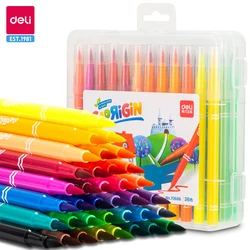 Deli-Bolígrafo de acuarela de 36 colores, buena pluma de fieltro para dibujar, rotulador DIY para niños, suministros de papelería escolar, pintura para estudiantes