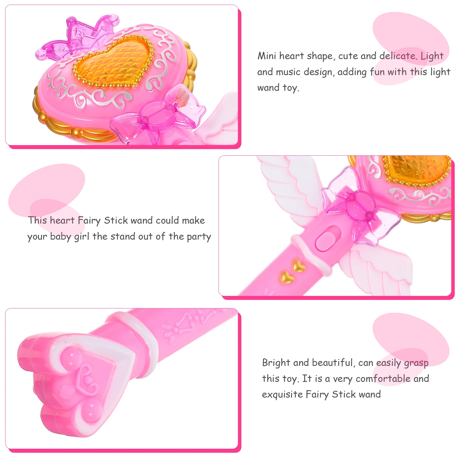 

Mini Heart Glowing For Girls Lighted Fairy Sticks Party Cosplay Props Pink Luminous Wands Birthday Stage Performance