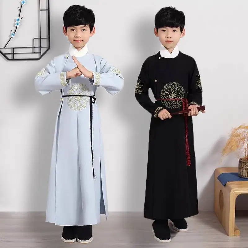 

Tang Dynasty Hanfu for Boys Chivalrous Young Master Clothing Chinese Thin Elegant Ancient Style Black Blue Xiake Costumes Sets