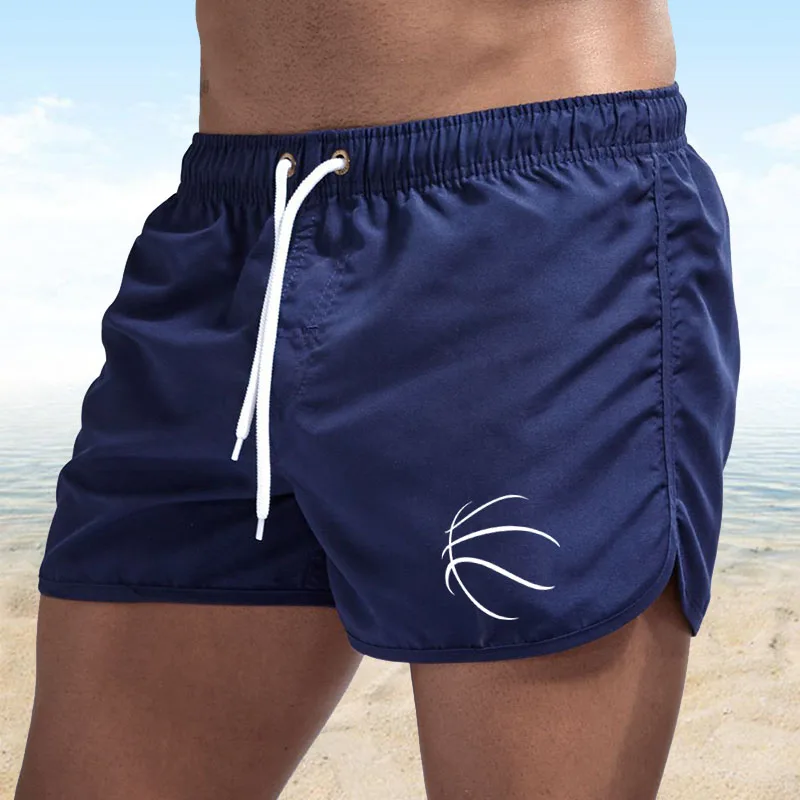 Nowe męskie spodenki kąpielowe, szybko oddychające spodenki, stroje kąpielowe na plażę, męskie spodenki fitness i sportowe