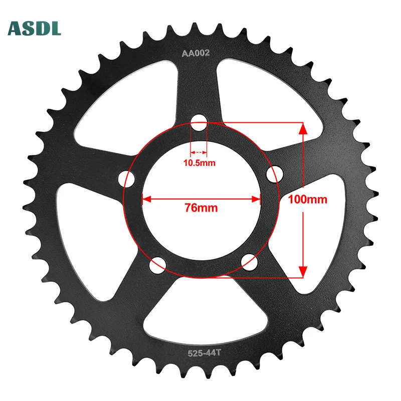 525 Chain 42T 44T 46T Rear Sprocket for Benelli 500 Leoncino 2017 2018 TRK502 2017 2018 2019 2020 BN302 2015-2020 2021 TNT600