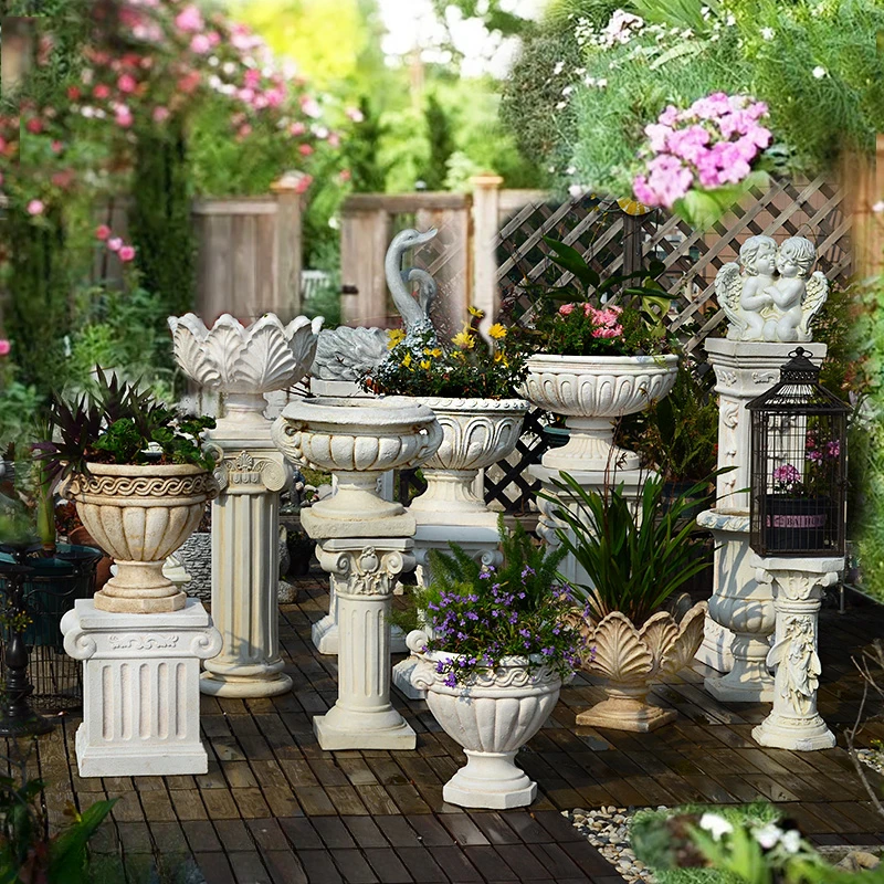 Outdoor European style Roman column, flowerpot base, balcony, garden, courtyard, villa decoration, high-end decorations, wedding