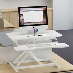 32-Inch Dual Monitor Electric Standing Desk Converter with Removable Keyboard Tray, Height Adjustable Standing Computer Desk for