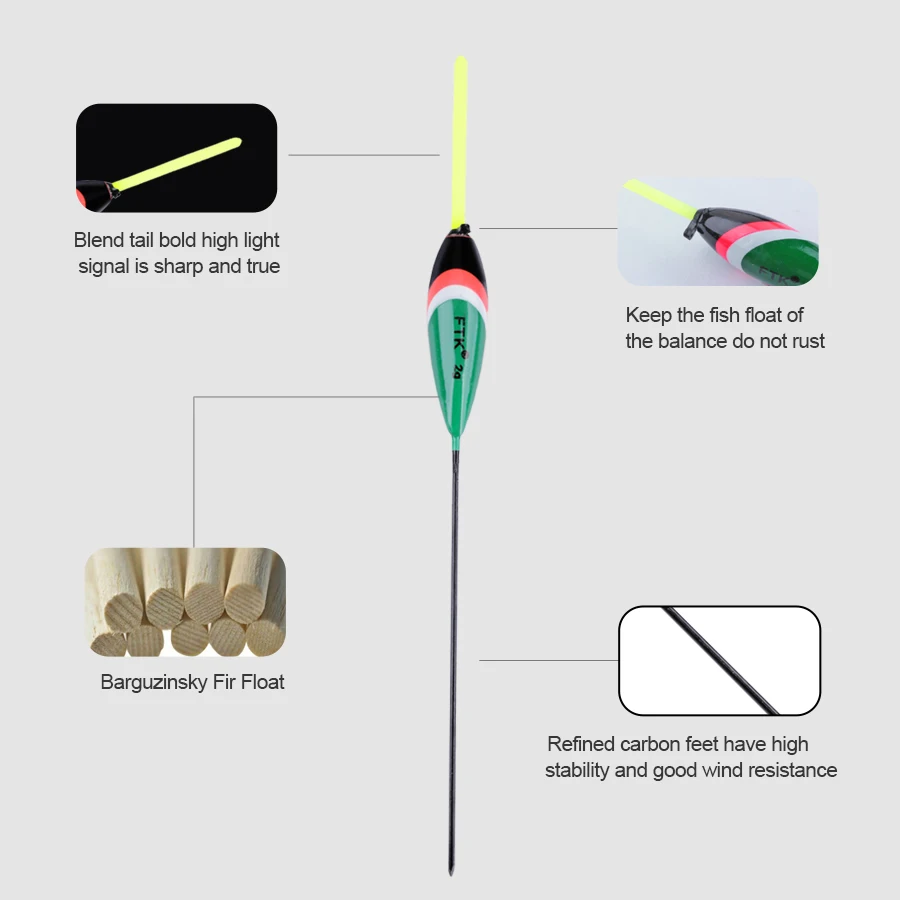 FTK 10Pcs Fishing Floats Set 1g-5g Long Tail Barguzinsky Fir Float Kit For Carp Bass Fishing Accessories Pesca image 5