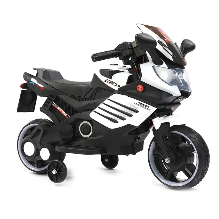 Motocicleta eléctrica con control remoto para niños, coche de juguete de carga con rueda auxiliar, nuevo