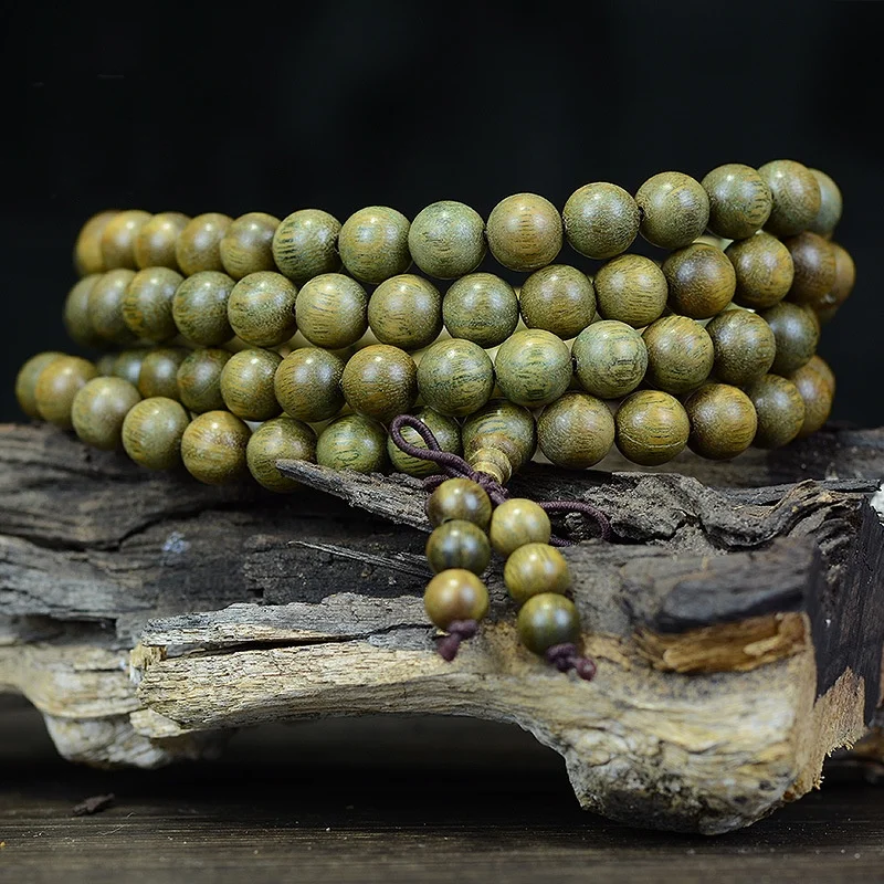 108 Buddha Beads Bracelet Men Chanting Sutra Jewelry High-end Green Sandalwood Prayer Multi Loop Bracelets Male Hand Accessories