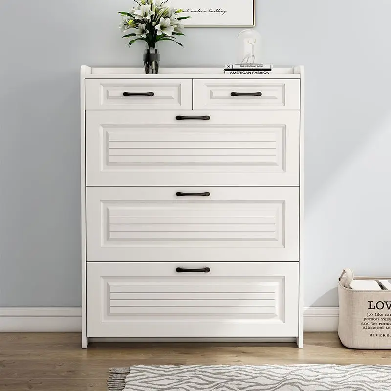 Solid wood shoe cabinet tipper home door ultra-thin shoe cabinet entrance large capacity drawer storage cabinet