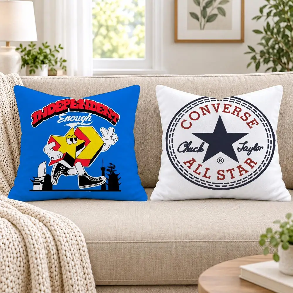 Fashion C-ConverseS Cushion Cover Short Plush Double-Sided Printing Sofa Bedroom Pillow Case Aesthetic Home Decor