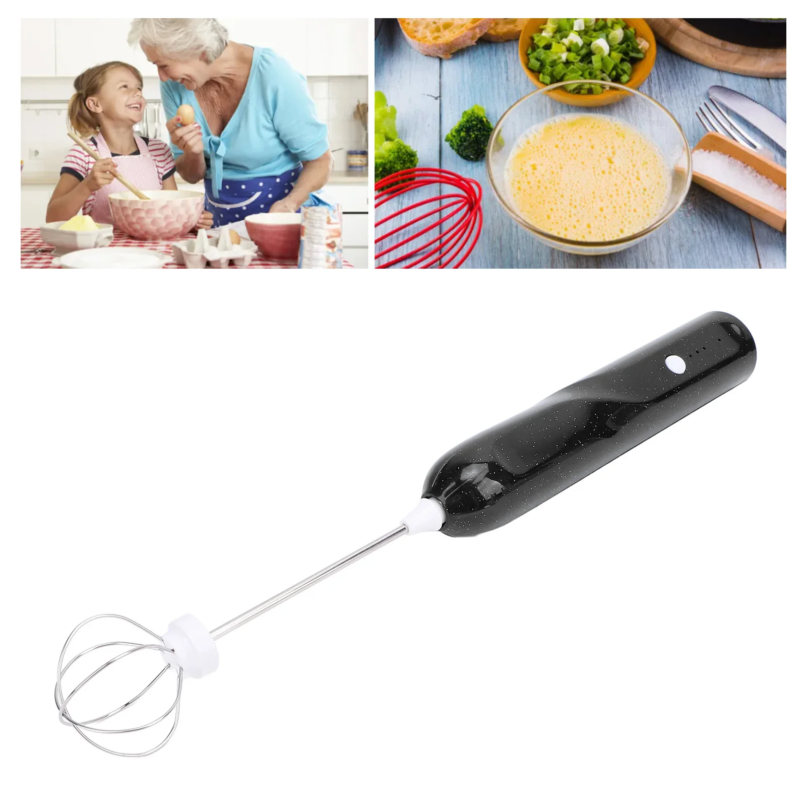 Rechargeable Milk Frother Handheld Milk Frother Wand With 2 Whisk Attachments Electric Whisk Drink Mixer Foamer for Coffee Egg