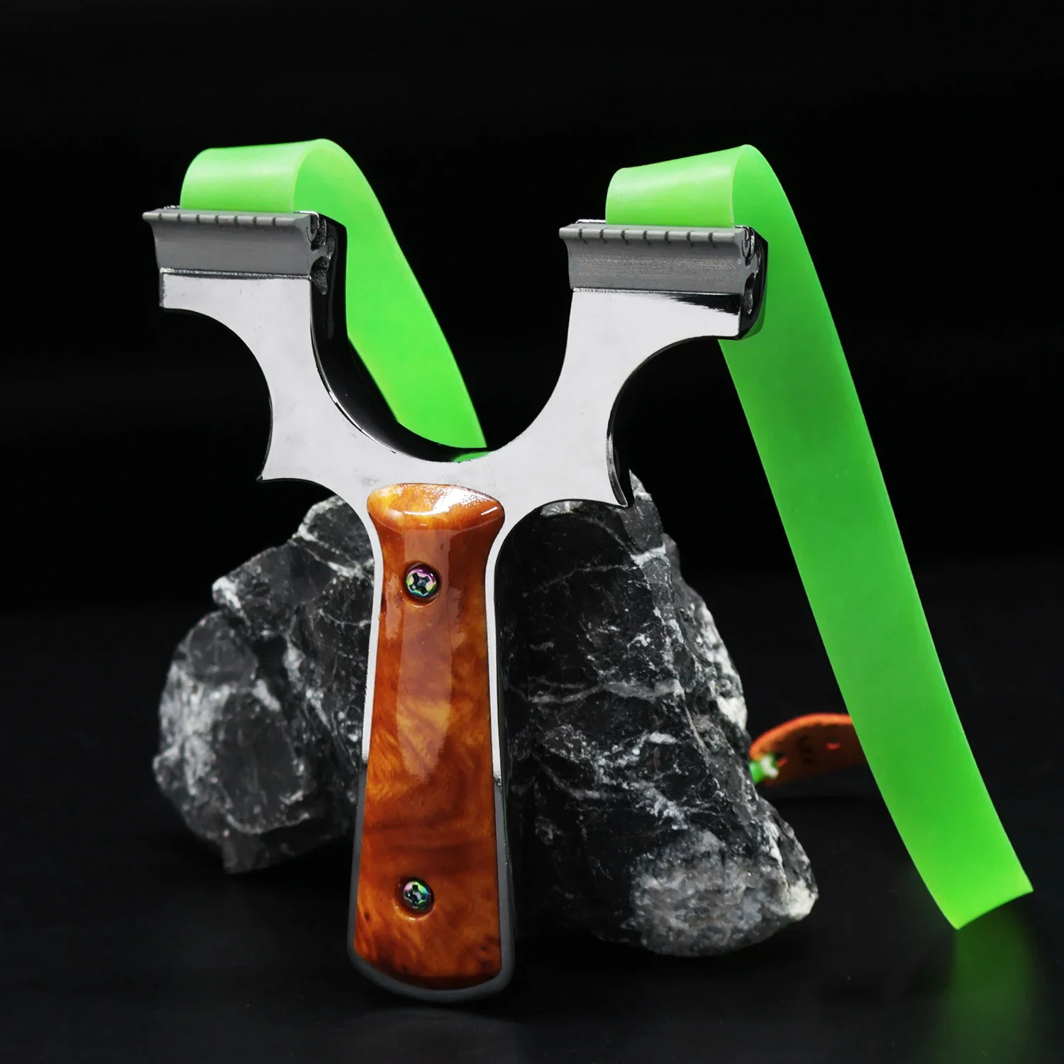 

High Quality Zinc Alloy Dragon Tooth Slingshot Straight Handle Yellow Clip Professional Hunting Portable Shooting Practice Sling