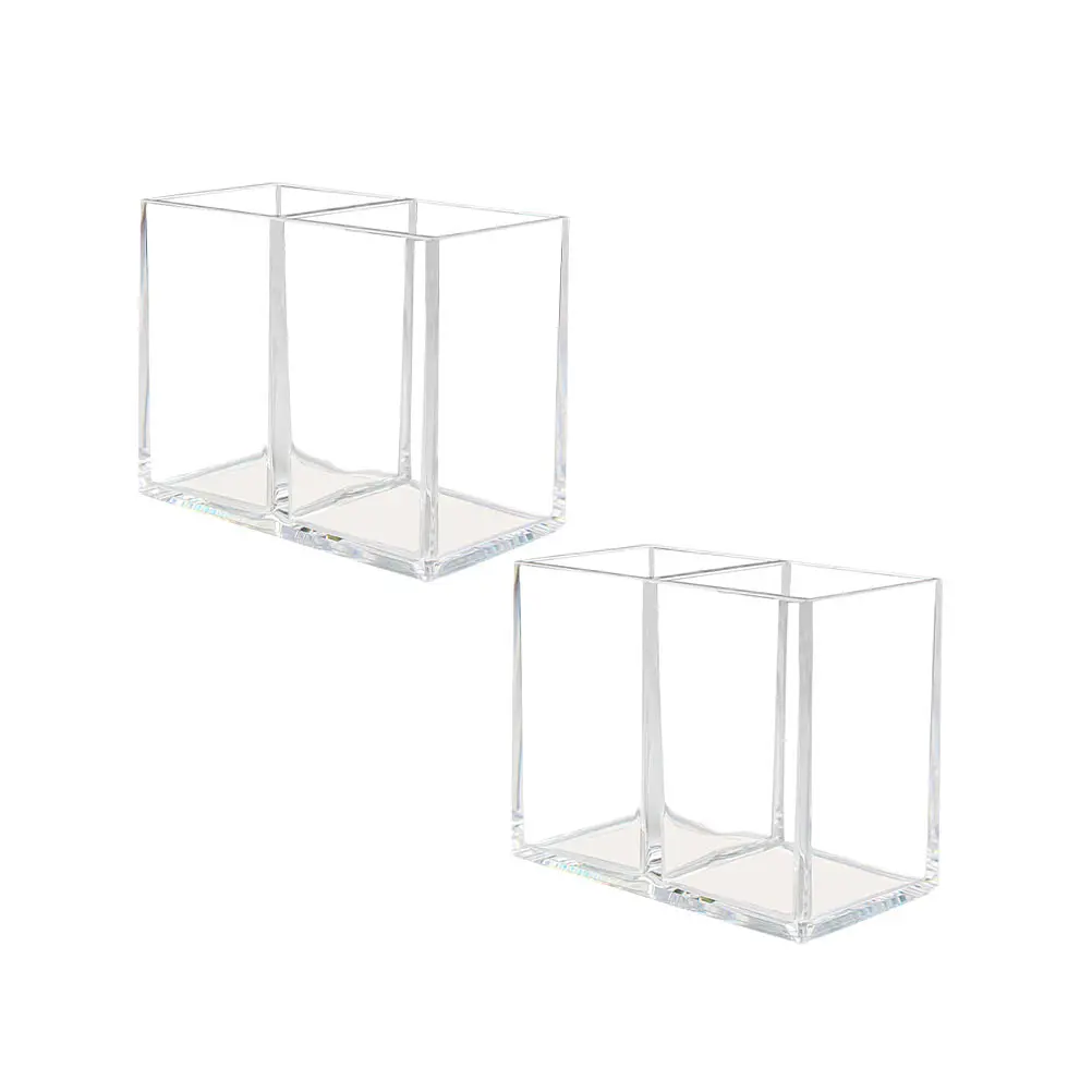 

2pcs Acrylic Brush Holder Storage Box Makeup Organizer Pen Container Decorative Item Transparent Material Durable Practical Fine