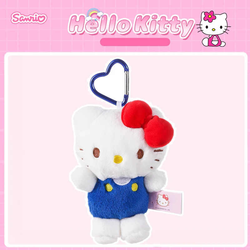 Genuíno sanrio olá kitty bonito menina chaveiro carro saco de escola pingente crianças brinquedos de pelúcia chaveiro plushier aniversário presente natal