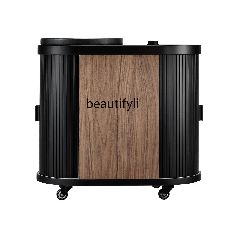 

zzMobile Home Living Room Small Tea Trolley Solid Wood Black Stone Tea Table Balcony Kettle Integrated Automatic Tea Table