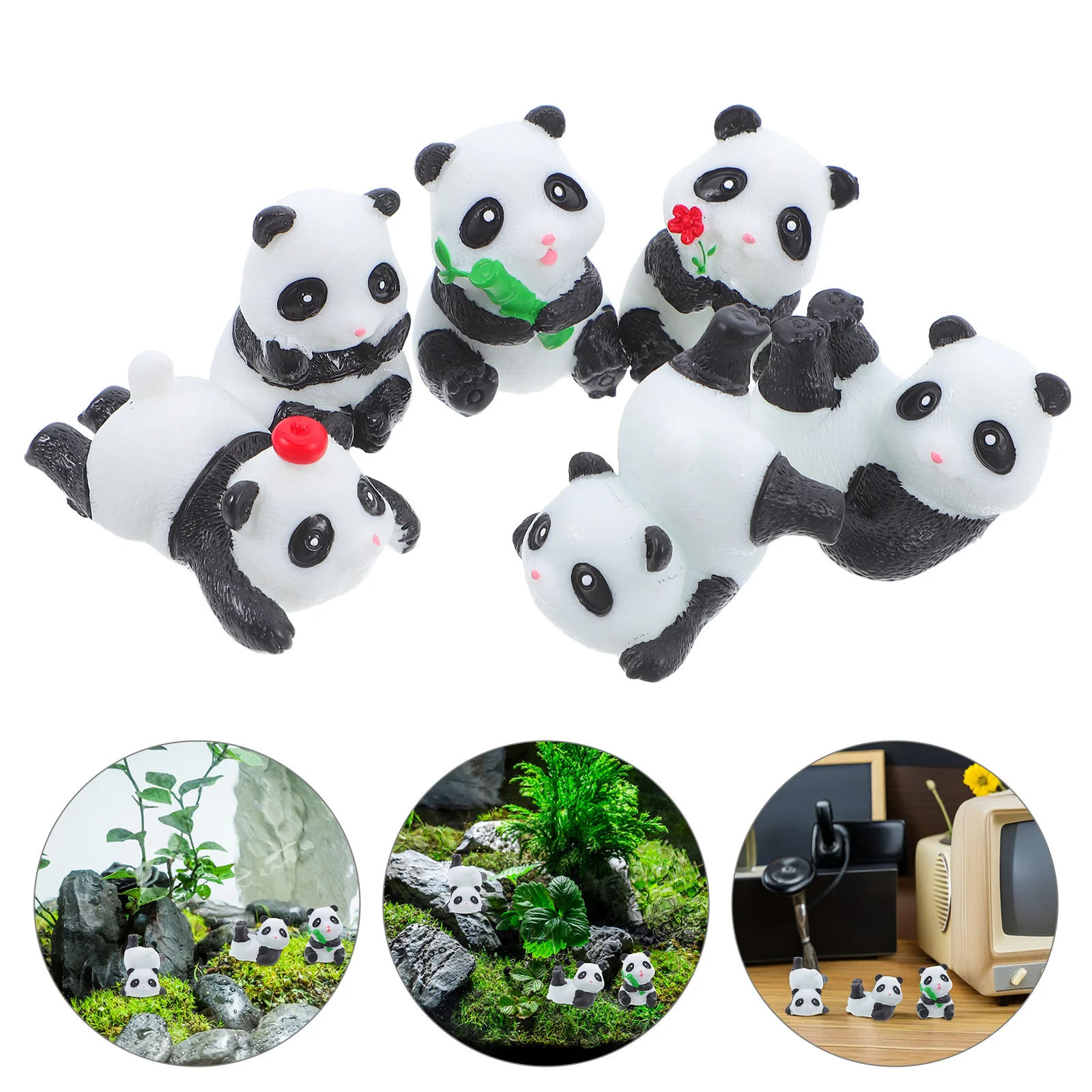 6 قطع من الحلي اللطيفة للمناظر الطبيعية الصغيرة والحديقة وديكور تررم الطحلب وديكور المكتب وحفلات الحيوانات الصغيرة