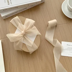 Silver shimmer gauze ribbon satin chiffon ribbon wedding decoration scene accessories ribbon DIY gift box bouquet packaging