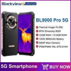 Blackview BL9000 PRO 5G Rugged Smartphone 6.78'' 2.4K 12GB 512GB Thermal Imaging Camera FLIR® 8800mAh 120W Android 14 NFC