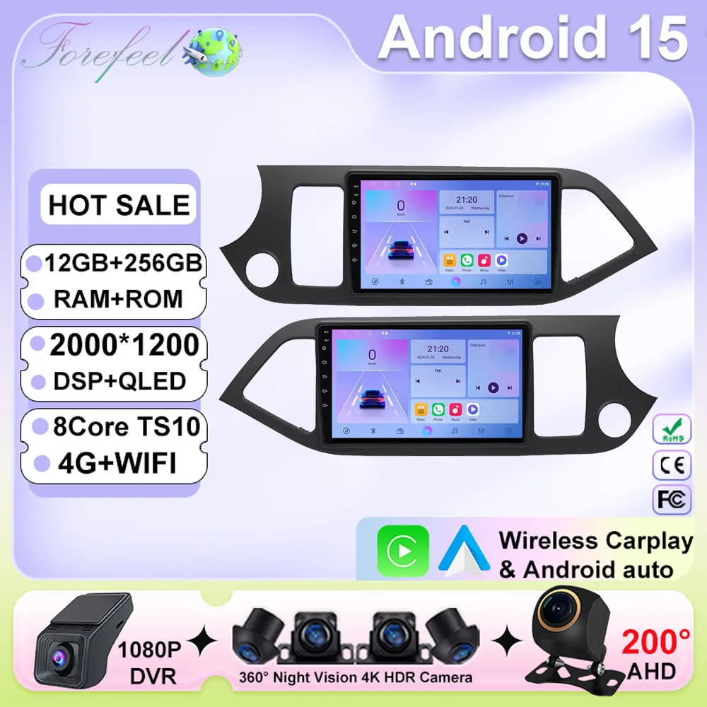 

Android 15 Carplay Car Radio For Kia Morning 2 Picanto 2011 - 2017 Multimedia Video Player Navigation GPS Stereo Head Unit Auto