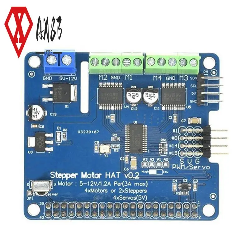 

AX83-шаговый двигатель HAT V0.2 + плата расширения робота, шаговый/двигатель/сервопривод для Raspberry Pi 3B/3B+