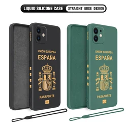 Spain Passport Cover Phone Case For iPhone 15 14 13 12 11 Pro Max Mini X XR XSMAX SE 8 7 6S Plus Soft Liquid Silicone Cover