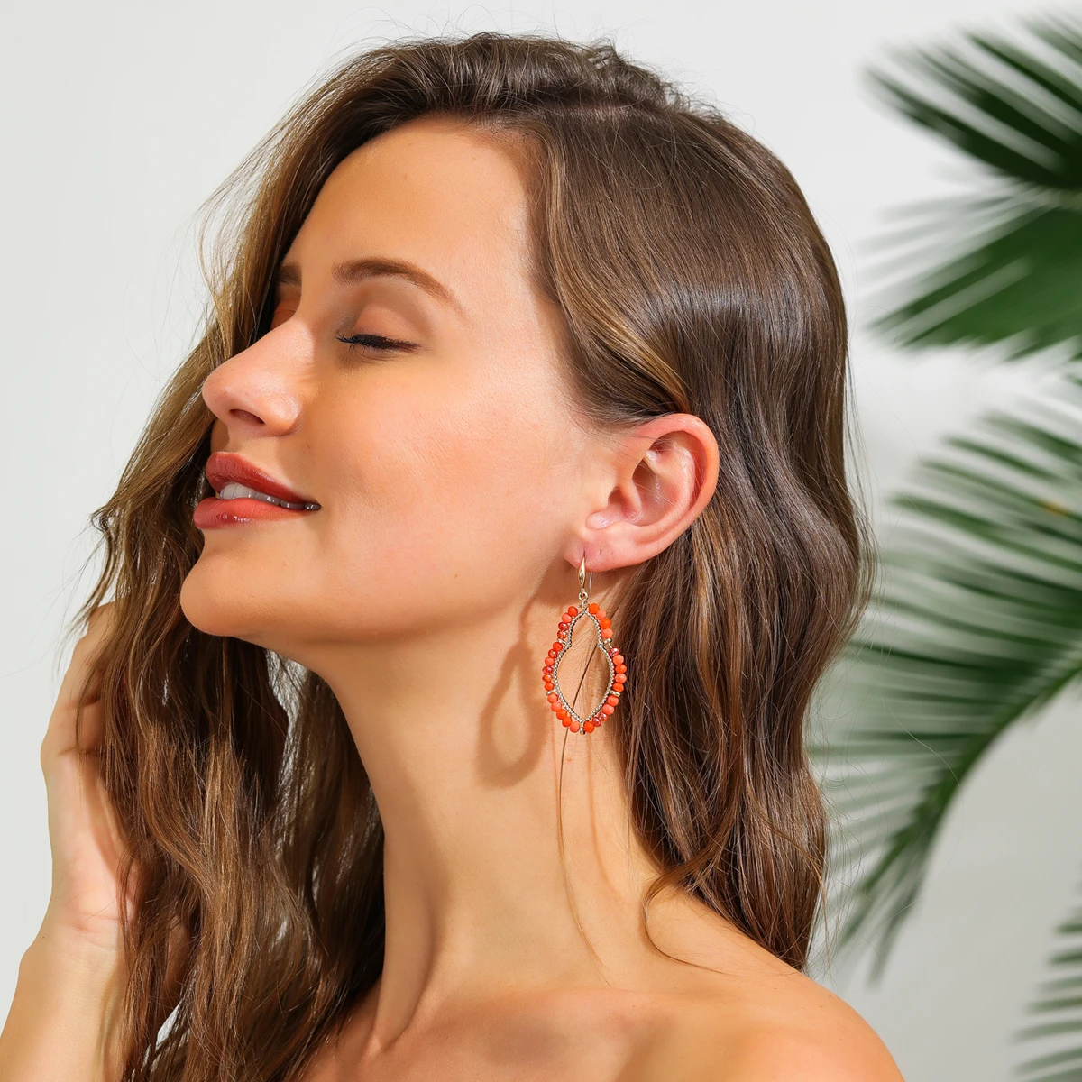 Bohemian-inspired handmade beaded geometric gourd earrings with versatile charm—perfect for women's everyday wear.