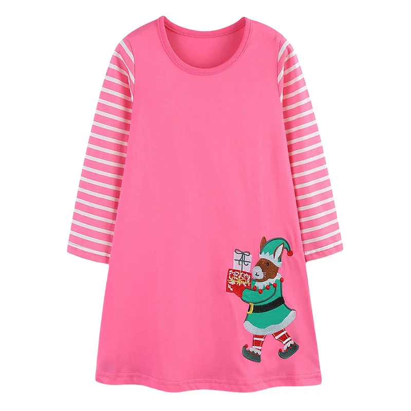 

Christmas New Year Gifts Long Sleeve Girls Dresses Party Cotton Autumn Spring Fashion Children's Clothes Party Frocks