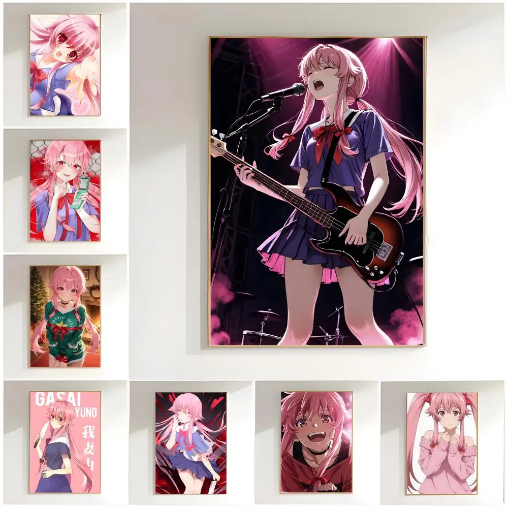 psychological anime Future Diary Poster Classic Wall Art  Home Decor  Peel and Stick Unframed