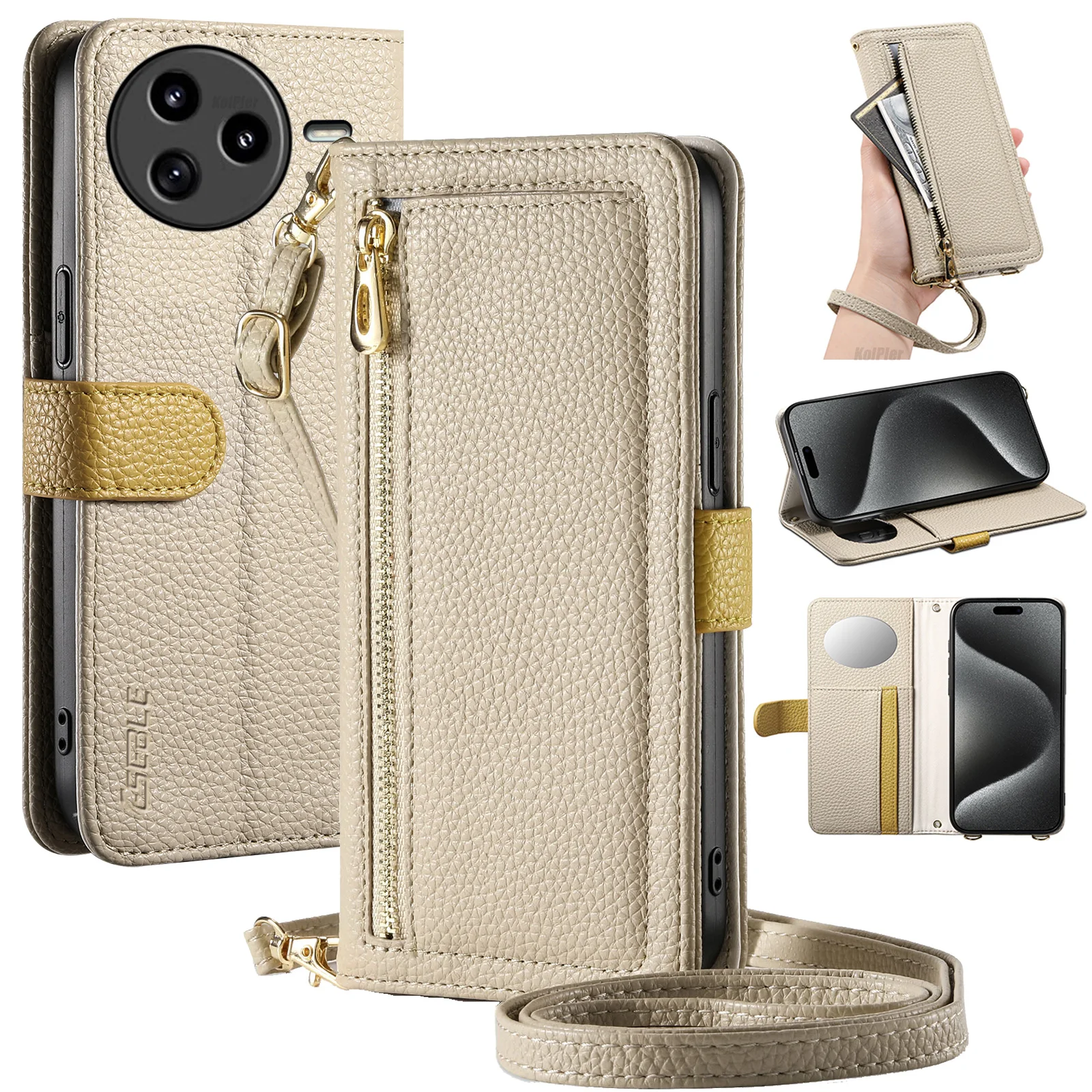 

Ladies Leather Crossbody Case for Poco F7 PRO F7Ultra POCOF7PRO 5G Wallet Flip Cover Card Slots Flip Phone bag Capa