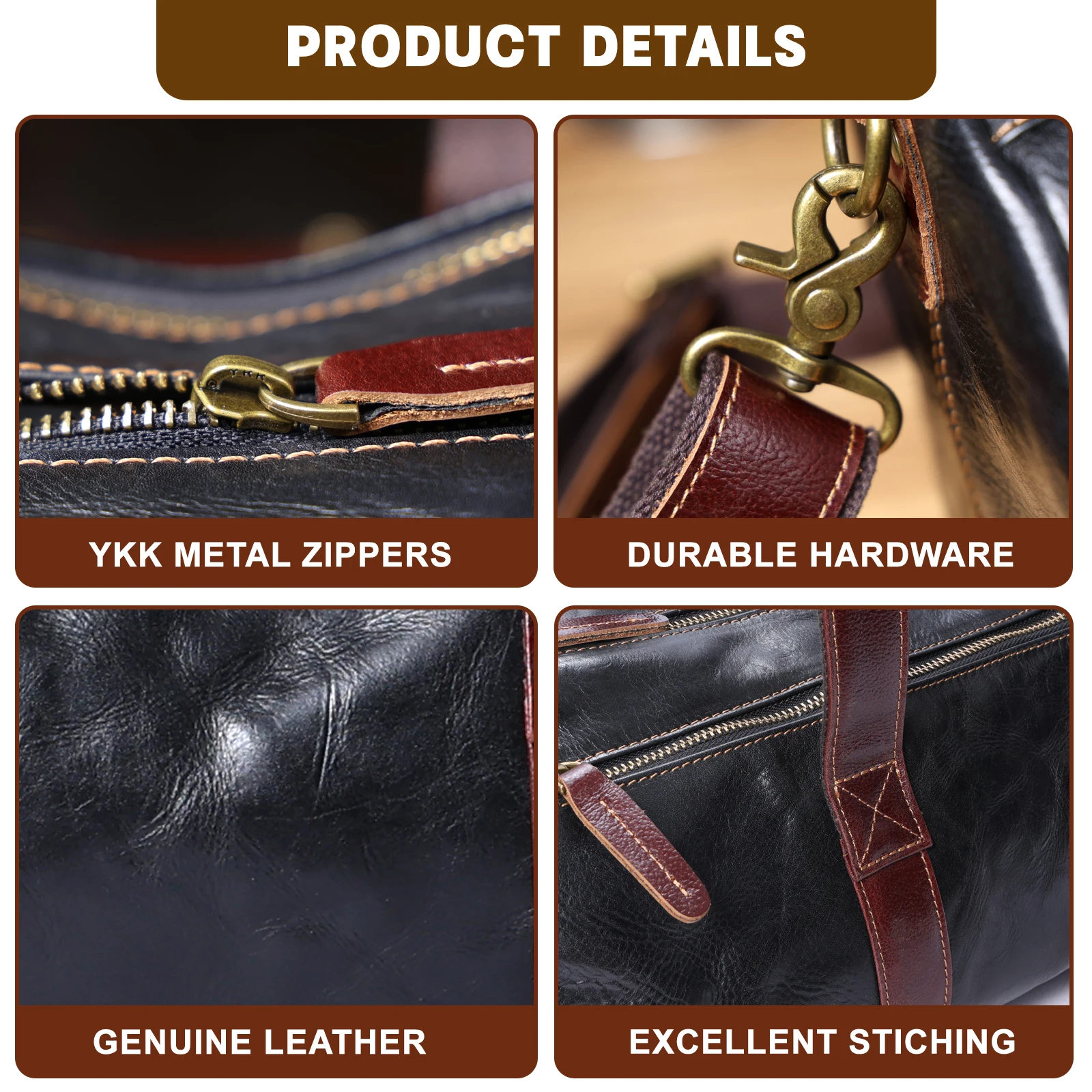 Echte Leder-Umhängetasche für Herren, Crossbody-Sporttasche aus pflanzlich gegerbtem Leder, modischer Casual-Stil, einfache Rindsledertasche – Detail 14