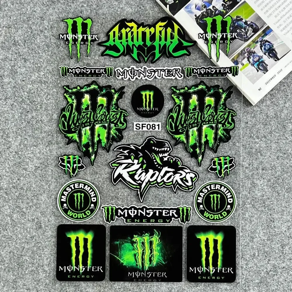 New Monster Energy Car Reflective Stickers Motorcycle Helmet Tail Box Modified Stickers Waterproof Decorative Decals