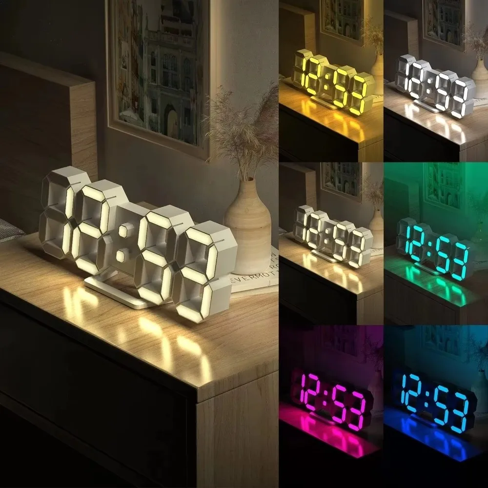 Adjustable Luminous Mode Digital Desktop Clock Thermometer Usb Charging Digital Alarm Clock Wall-mounted LED Clock Home Decor