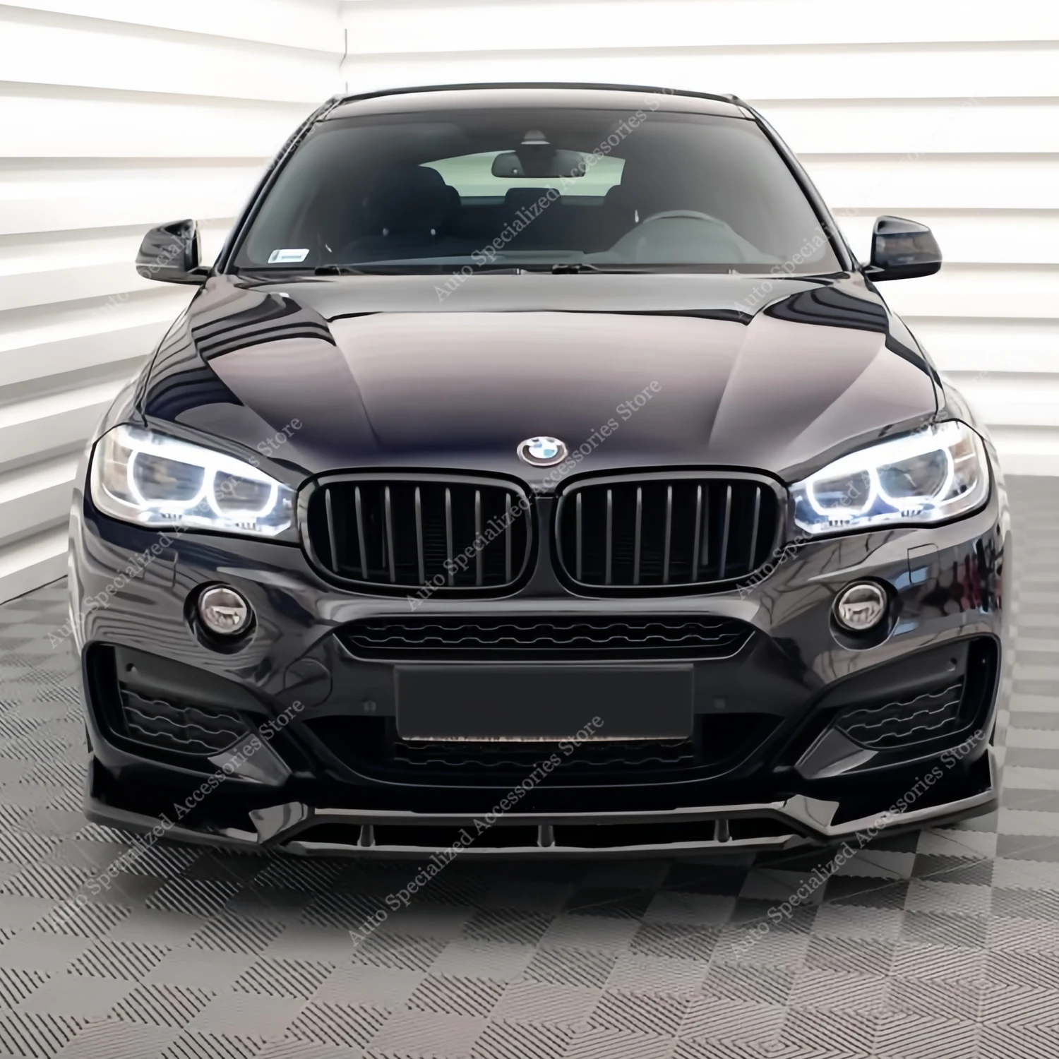 Fit For BMW X6 F16 40i M50i M50d M Pack 2014-2018 M Sport Gloss Black Front Bumper Splitter Lip Spoiler Diffuser Bodykits Tuning