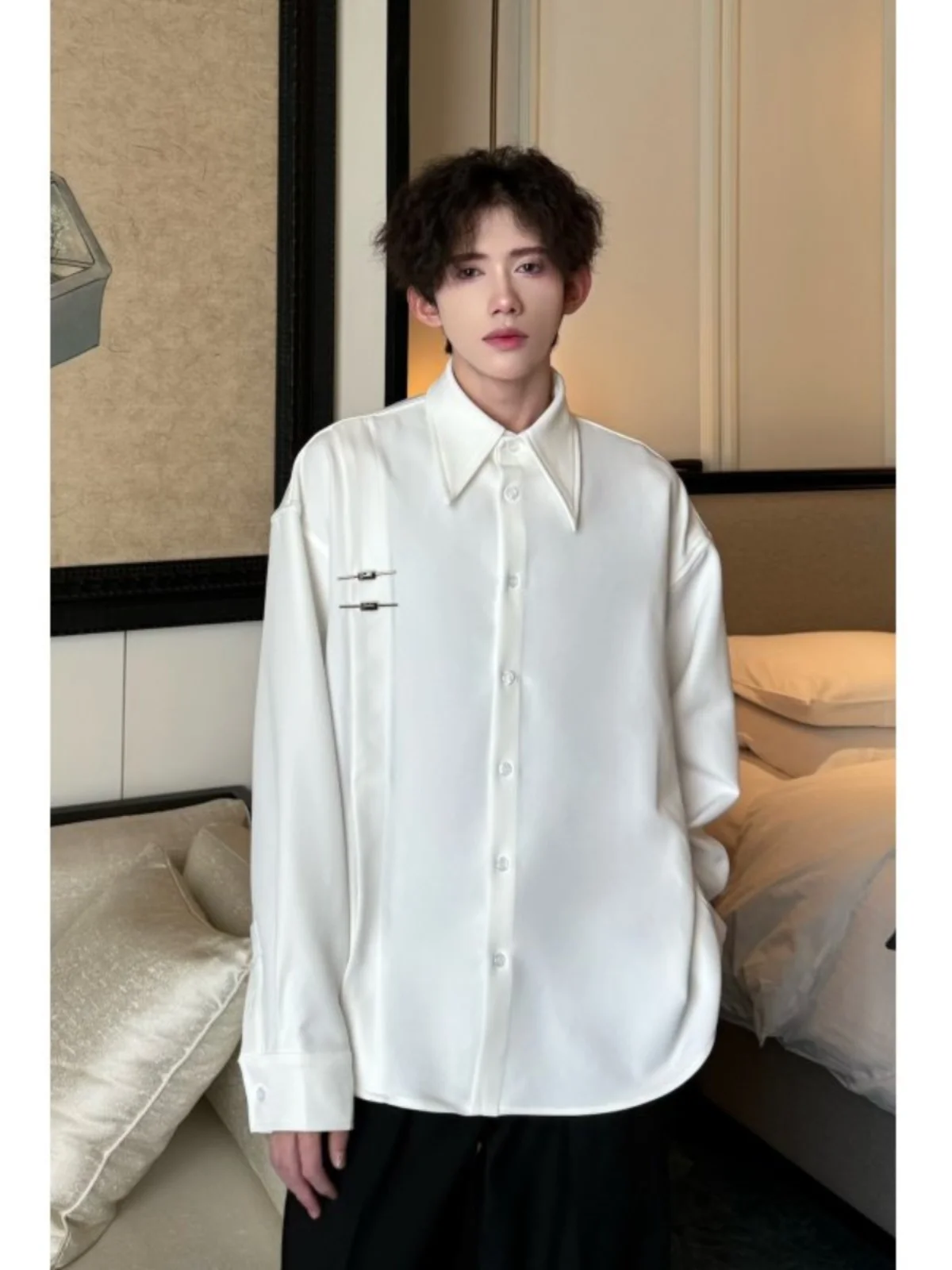 

New Chinese Sle Men's irt Spring Thin High-End Long Sve Casual Faionable Breathable Button up Casual Top Coat